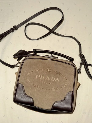 Prada Milano crossbody bag, beige and brown leather details