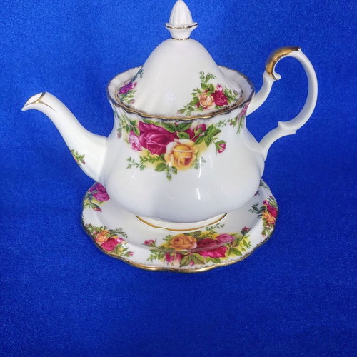 Royal Albert Old Country Roses bone china teapot base like new