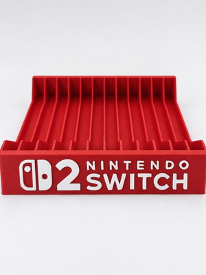 Nintendo Switch 2 game stand for 12 cartridges, red and white