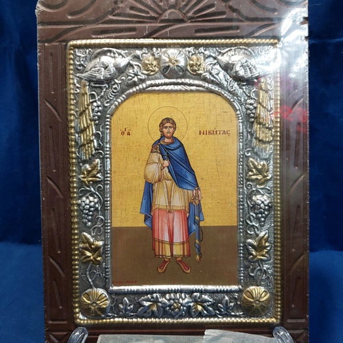 Saint Nikitas icon new, wood and metal