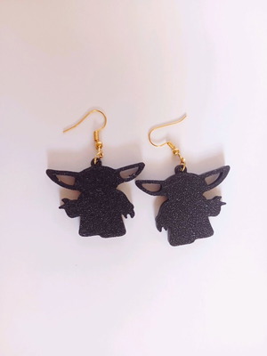Baby Yoda Grogu earrings new, black 3D printed