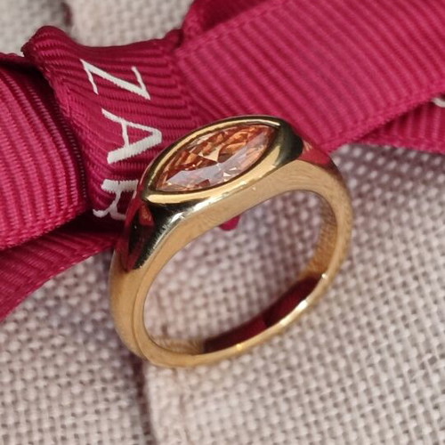 Zarina Signet Ring with Champagne Cubic Zirconia, New