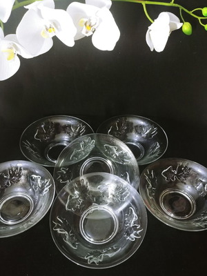 Set of 6 glass Goldfish bowls Pasari Indonesia 70's like new