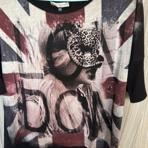 Bershka blouse used, black, size S with front design