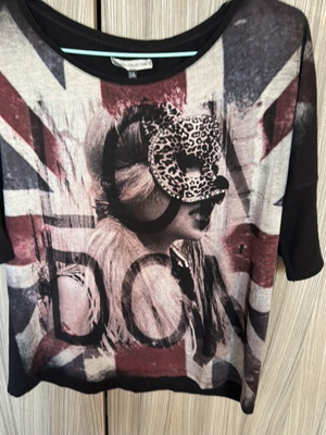 Bershka blouse used, black, size S with front design