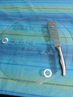 Cheese platter used with gift knife