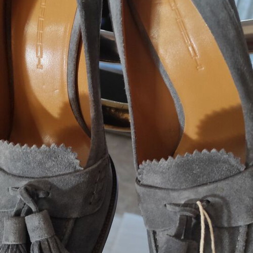 Suede leather heels new, thick 10cm heel, size 39.5