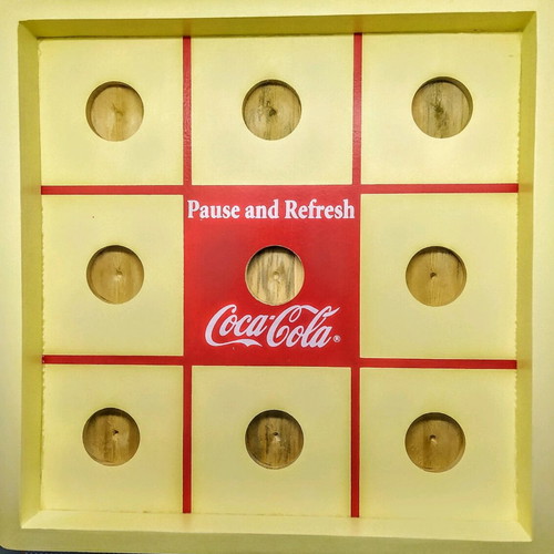 Wooden tabletop Tic Tac Toe game by Coca-Cola