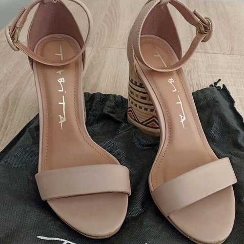 Tabita sandals like new with ethnic heel, size 37, beige