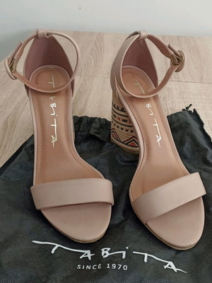 Tabita sandals like new with ethnic heel, size 37, beige