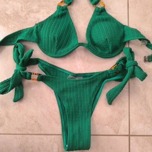 Swimsuit set new, green, size small