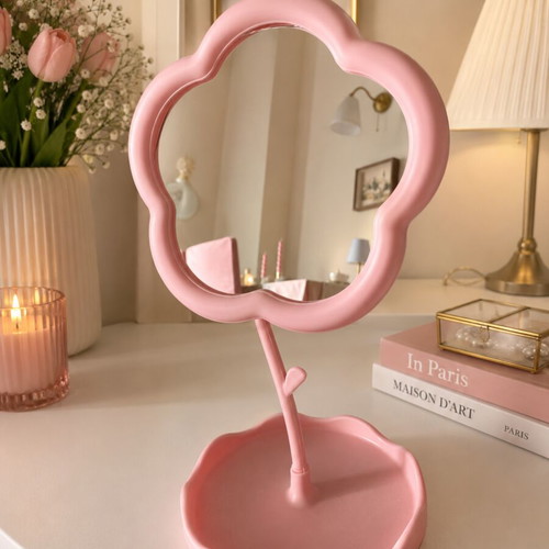 Table Mirror pink with jewelry stand new