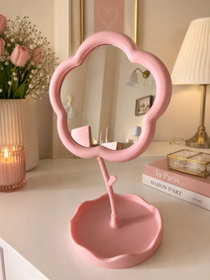 Table Mirror pink with jewelry stand new