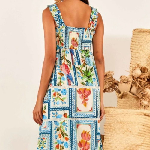 Farm Rio maxi dress XL new, colorful tropical print