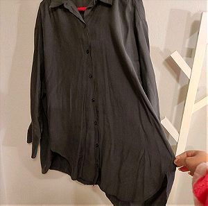 Zara πουκάμισο L άνετη εφαρμογή γκρι σκούρο