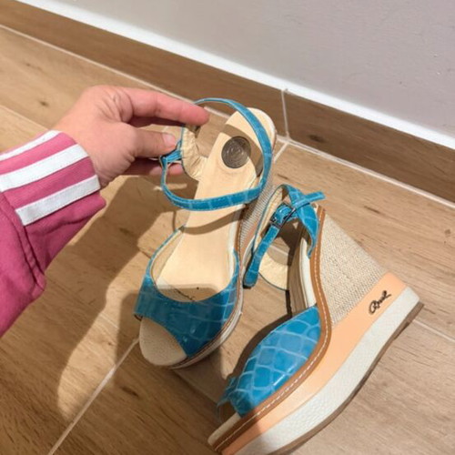 Axel platform sandals used, turquoise, size 38