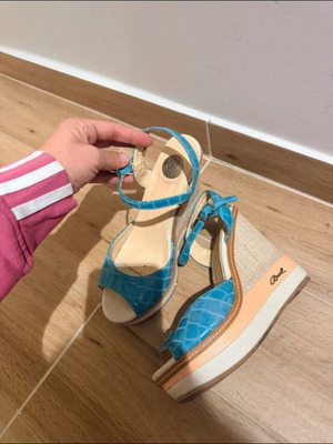 Axel platform sandals used, turquoise, size 38