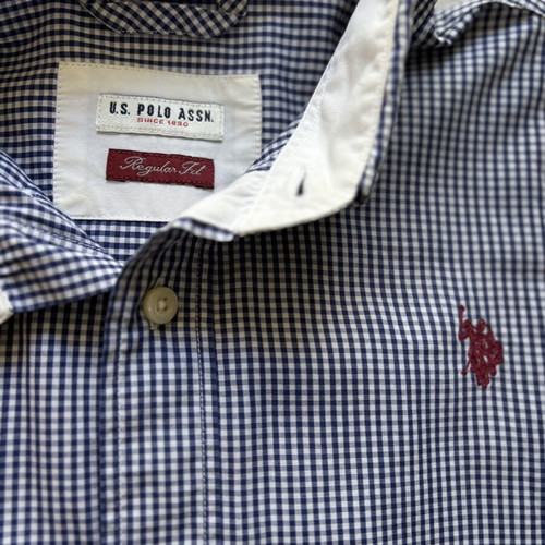 U.S. Polo Assn. Tom Shirt blue and white gingham check size M like new