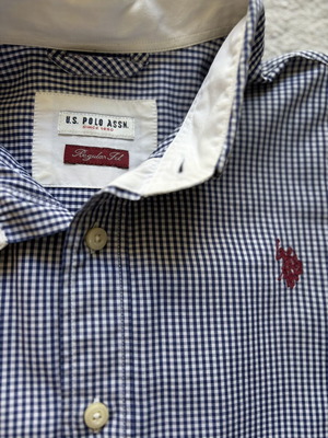 U.S. Polo Assn. Tom πουκάμισο μπλε και άσπρο καρό μέγεθος M σαν καινούργιο