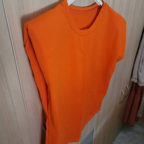 Top with shoulder pads like new, bright orange, cotton