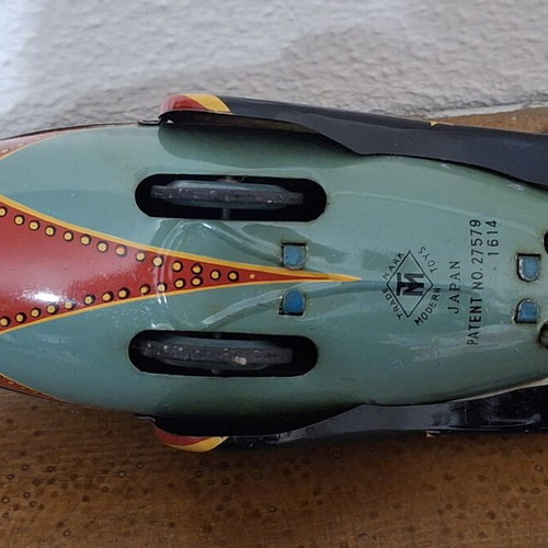 Atomic Rocket Tin Toy 1950s Masudaya Japan used, working mechanical