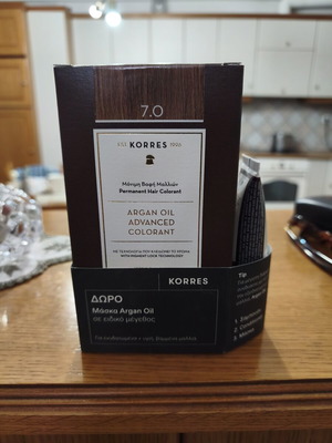 KORRES Argan Oil Advanced Colorant βαφή μαλλιών, απόχρωση 7.0, πακέτο 6