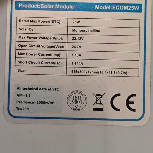 Monocrystalline Solar Panel Kit 25W 12V with Controller and Mounting