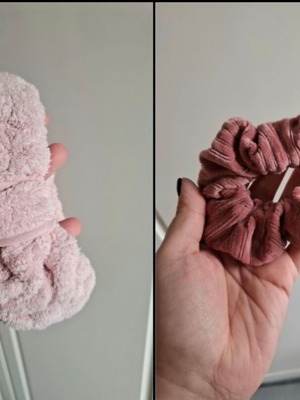 Σετ Self Care Μαλλιών ροζ σαν καινούργιο με fluffy κορδέλα και velvet scrunchie