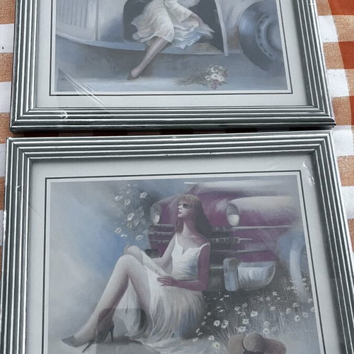 Retro art prints set of 2, new