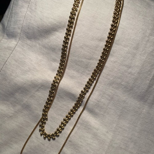 Double necklace gold color stainless steel new