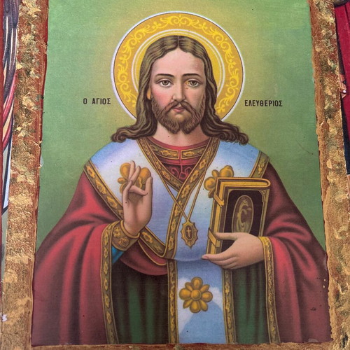 Saint Eleftherios Handmade Polished Icon 22x29 New