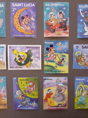 Συλλογή γραμματοσήμων Walt Disney MNH σετ 12 και 15, διάφορα έτη