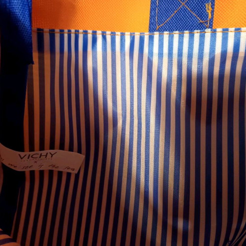 VICHY Beach Tote orange with striped lining new and unused