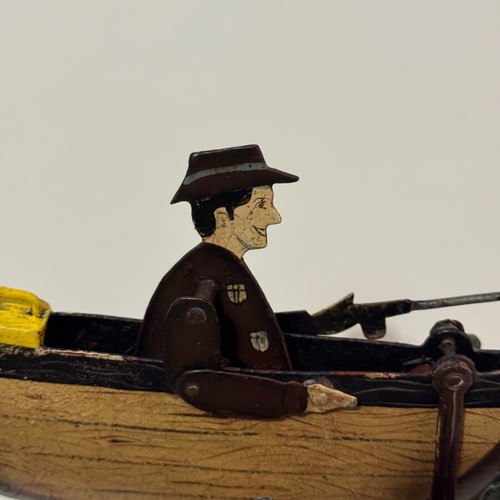 Vintage style folk art pendulum with fisherman in boat used