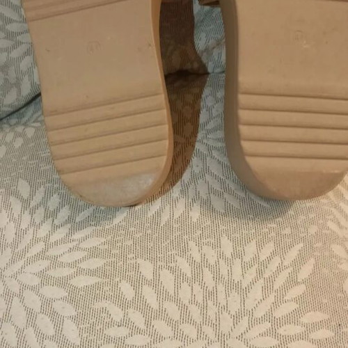 Callesta beige flatform slippers size 41 with gold rhinestones