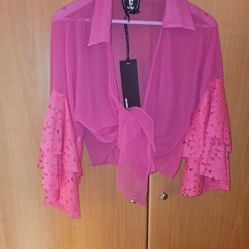 C-Throu maxi skirt set with crop top like new, pink