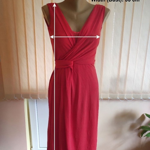 Weekend Max Mara Red Lyocell Midi V-Neck Dress, Size XS