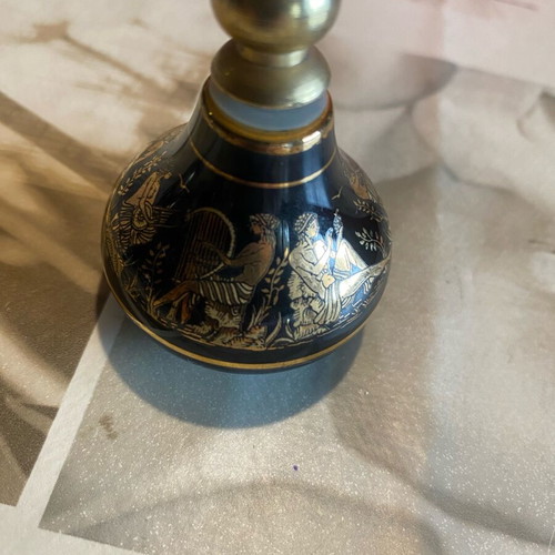 Perfume bottles used, set of 5, vintage Greek Bardaco in black ceramic