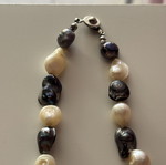 Handmade necklace with natural white and black freshwater pearls