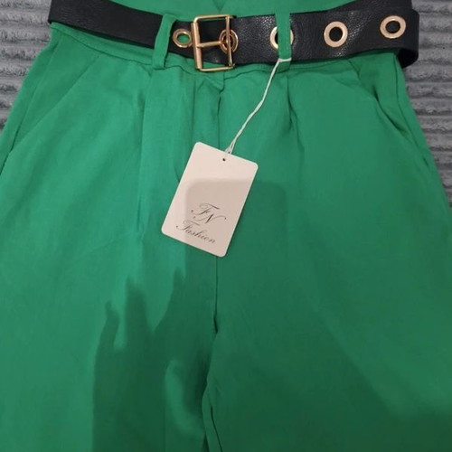 High-Waist Pants with Belt new with tag, bright green