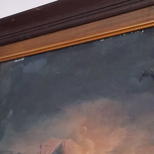 Giorgos Karagiorgis Signed Oil Painting Seascape on Canvas used