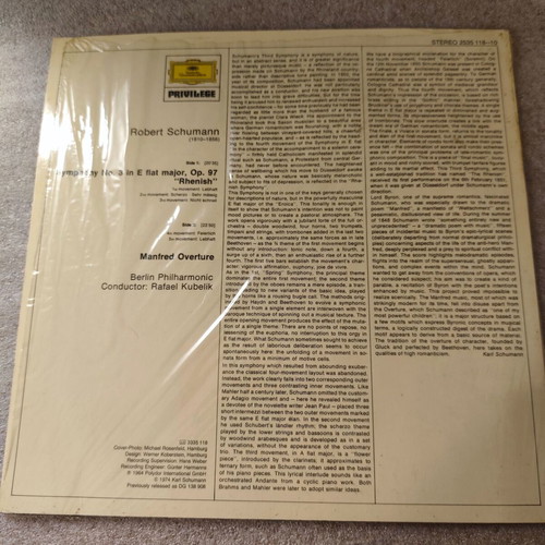 Schumann Symphony No. 3 Rhenish LP used, classical music