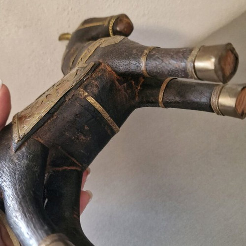 Traditional Indian wooden horse like new with embossed brass overlays