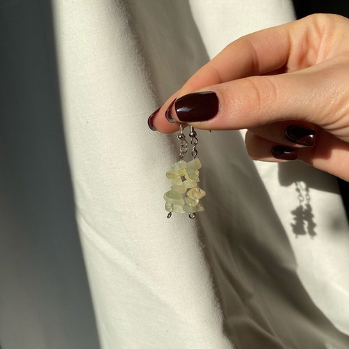 Handmade boho/fairy stainless steel dangle earrings with glass chips made to order