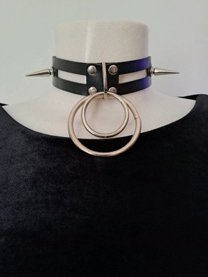 Choker double new with two rings and steel spikes