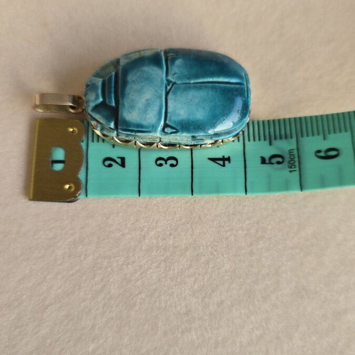 Gold 14K Egyptian scarab pendant, vintage charm