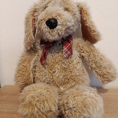 Vintage plush dog from the 80's, used, approx. 30 cm