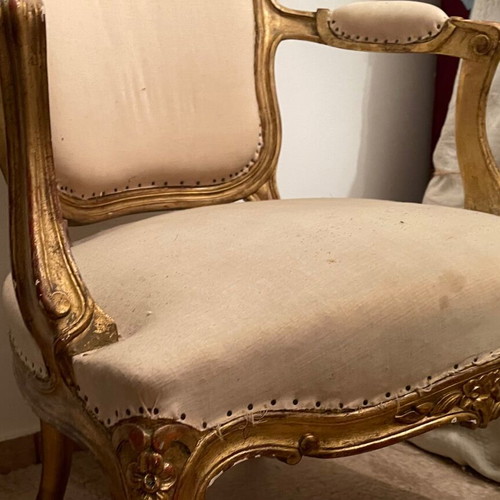Set of 2 Louis XV armchairs used, over 100 years old