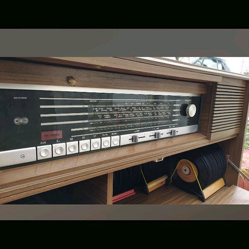 Grundig antique audio system with 30 records