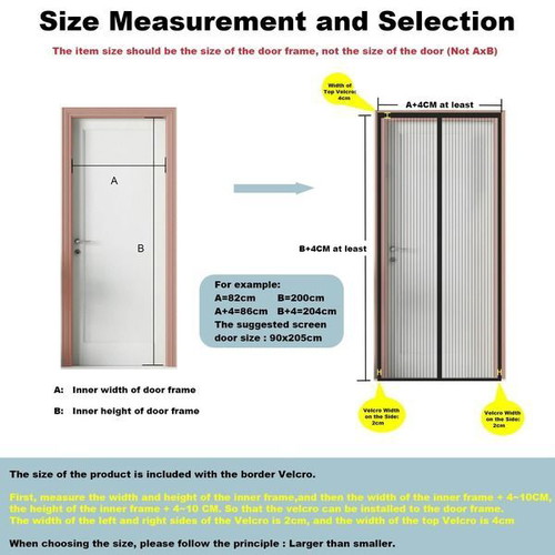 Magnetic door screen 95 x 205 cm black, mosquito protection